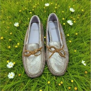 Johnston & Murphy Women's Leather Driving Loafers Shoes Slip on Metallic Sze 6.5